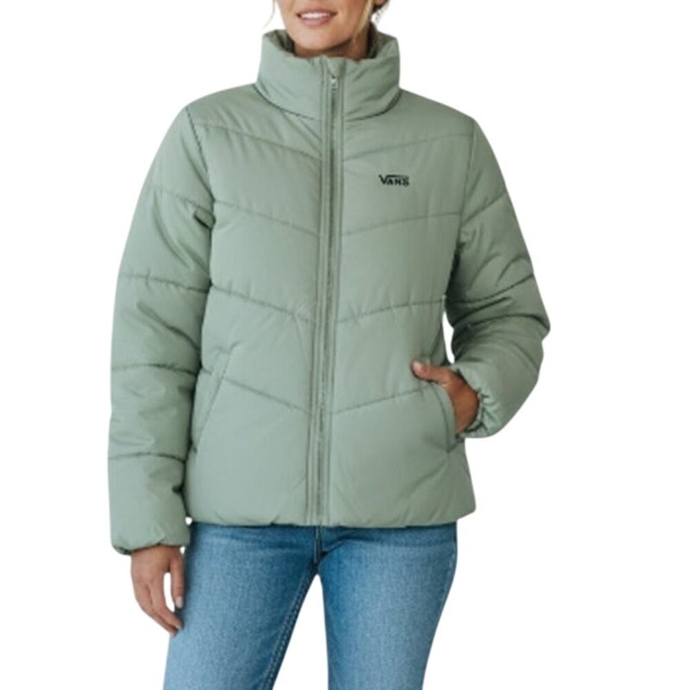 VANS Foundry Puffer MTE Jacket W's Sz M Green Cozy Lightweight Quilted Everyday